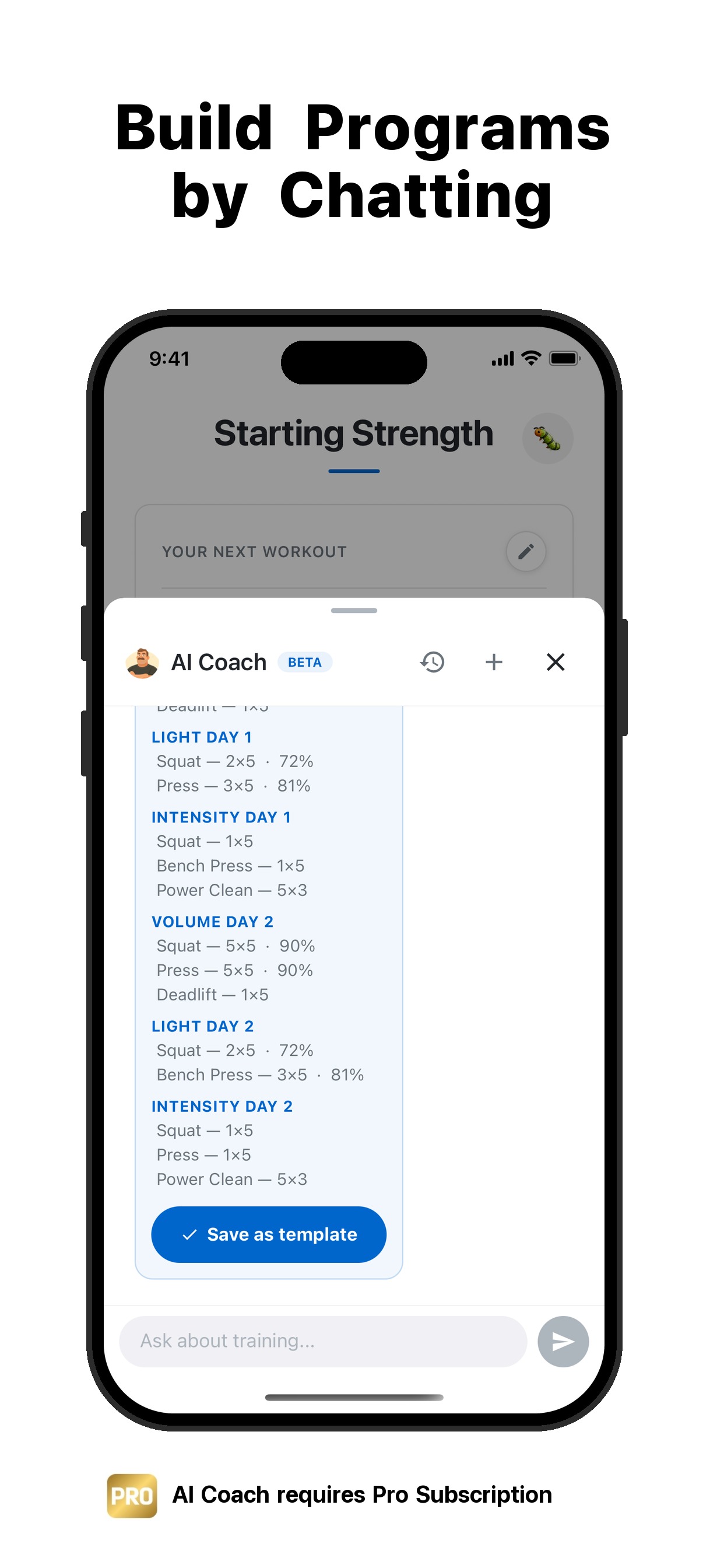 Build your program just by chatting with the AI Coach